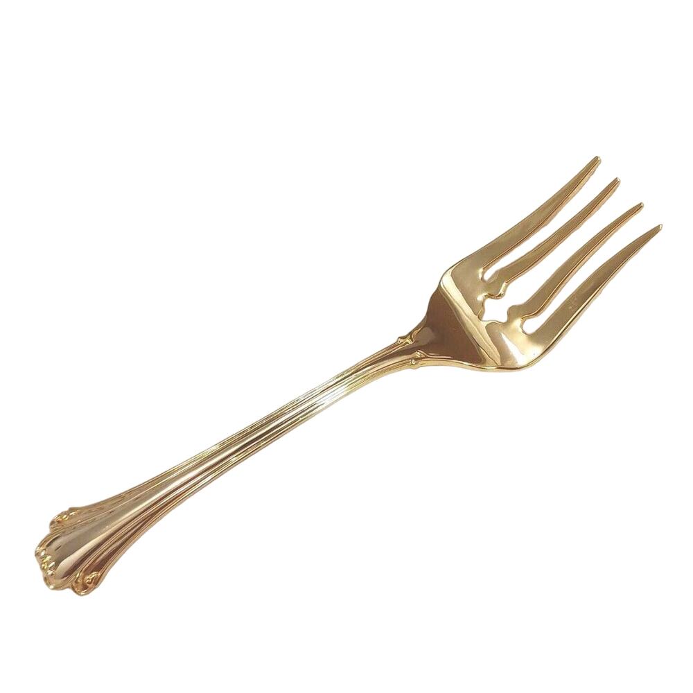 F.B. Rogers Gold SERVING FORK Chippendale Gold Electroplate HOLIDAY Wedding VNTG